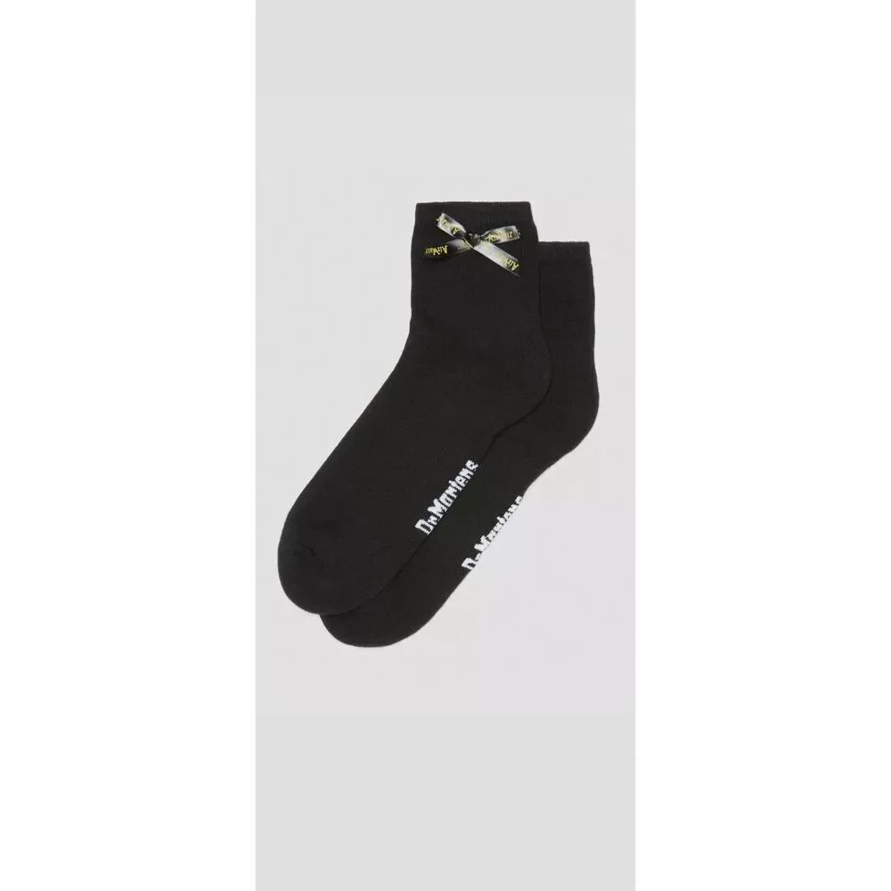 DR.MARTENS Airwear Black Organic Cotton Blend Bow Socks-S/M NEW!